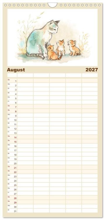 Produktbild: Familienplaner 2027 - Kleine Schnurr-Momente f&uuml;rs Herz mit 5 Spalten (Wandkalender, 21 x 45 cm) CALVENDO