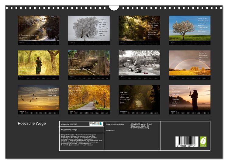 Produktbild: Poetische Wege (Wandkalender 2026 DIN A3 quer), CALVENDO Monatskalender