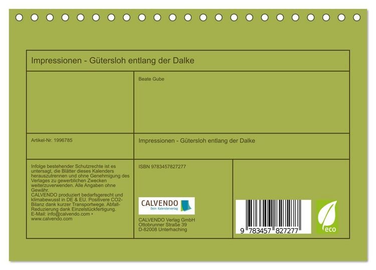 Produktbild: Impressionen - G&uuml;tersloh entlang der Dalke (Tischkalender 2026 DIN A5 quer), CALVENDO Monatskalender