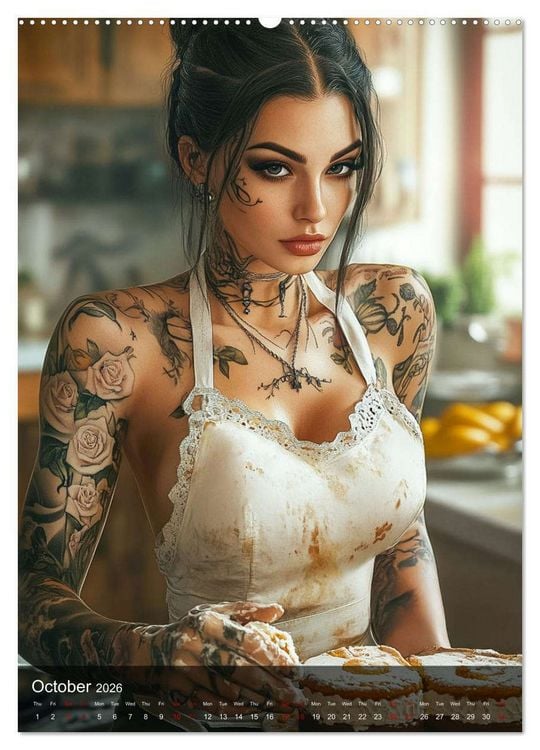 Produktbild: Tattoo Girls and Cakes (Wall Calendar 2026 DIN A2 portrait), CALVENDO 12 Month Wall Calendar