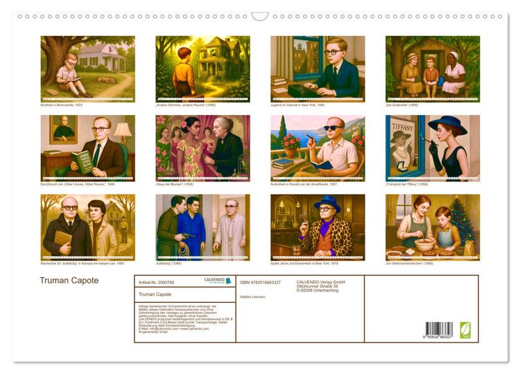 Produktbild: Truman Capote (Wandkalender 2026 DIN A2 quer), CALVENDO Monatskalender