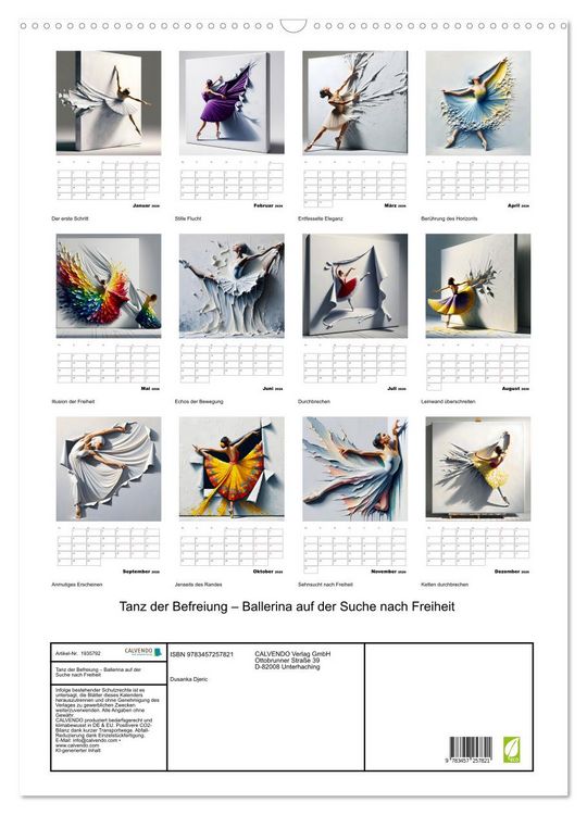 Produktbild: Tanz der Befreiung &ndash; Ballerina auf der Suche nach Freiheit (Wandkalender 2026 DIN A2 hoch), CALVENDO Monatskalender