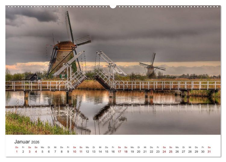 Produktbild: M&auml;rchenhafte Windm&uuml;hlen (Wandkalender 2026 DIN A2 quer), CALVENDO Monatskalender