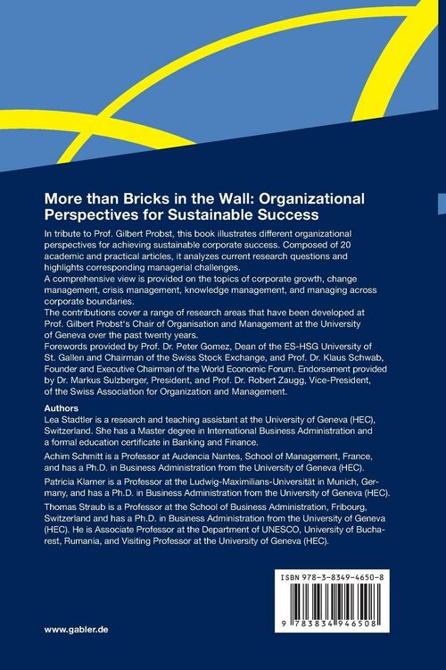 Produktbild: More than Bricks in the Wall: Organizational Perspectives for Sustainable Success