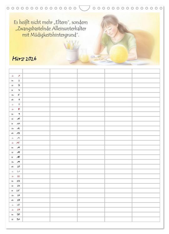 Produktbild: Elternspr&uuml;che Familienplaner (Wandkalender 2026 DIN A3 hoch), CALVENDO Monatskalender