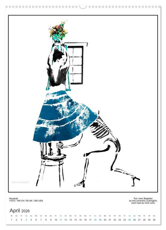 Produktbild: Totentanz Damenwahl Haiku Zenga Photo (hochwertiger Premium Wandkalender 2026 DIN A2 hoch), Kunstdruck in Hochglanz