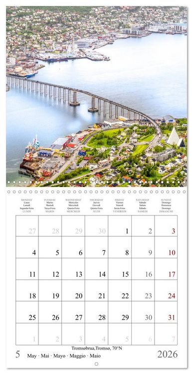 Produktbild: Trondheim, Troms&oslash;, Longyearbyen (Wall Calendar 2026 12 &times; 12 Inch) CALVENDO 12 Month Wall Calendar