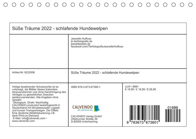Produktbild: S&uuml;&szlig;e Tr&auml;ume 2022 - schlafende Hundewelpen (Tischkalender 2022 DIN A5 quer)