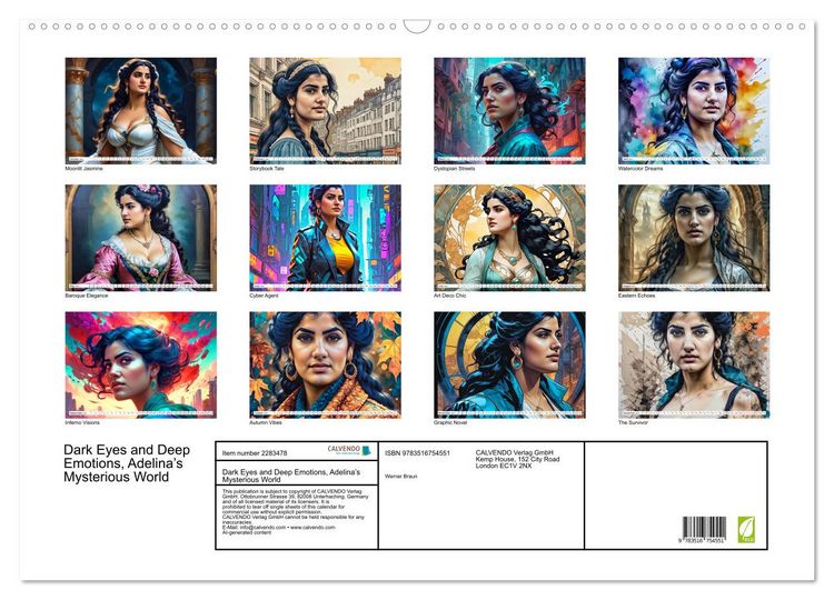 Produktbild: Dark Eyes and Deep Emotions, Adelina&rsquo;s Mysterious World (Wall Calendar 2027 DIN A2 landscape), CALVENDO 12 Month Wall Calendar