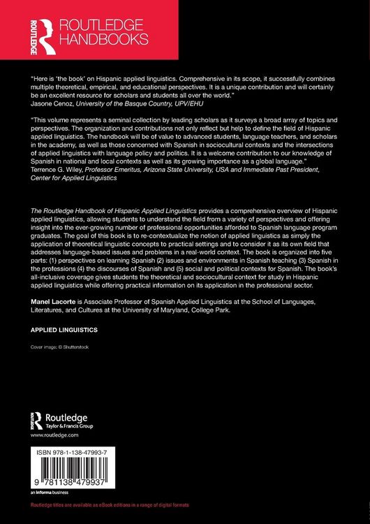 Produktbild: The Routledge Handbook of Hispanic Applied Linguistics