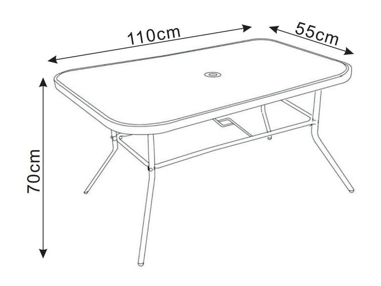 Produktbild: Glas Gartentisch Esstisch Balkontisch 110x55