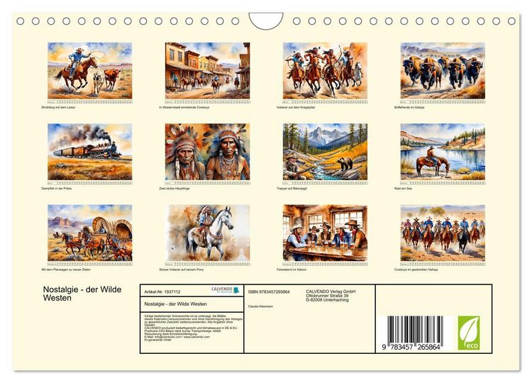 Produktbild: Nostalgie - der Wilde Westen (Wandkalender 2026 DIN A4 quer), CALVENDO Monatskalender