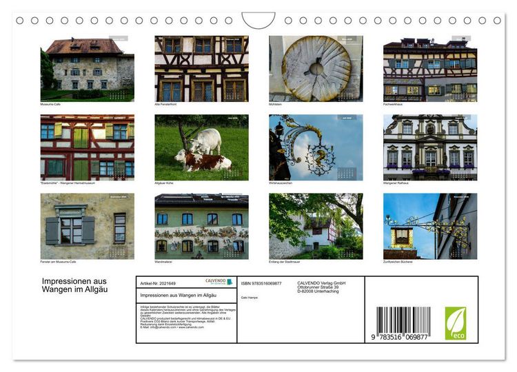 Produktbild: Impressionen aus Wangen im Allg&auml;u (Wandkalender 2026 DIN A4 quer), CALVENDO Monatskalender