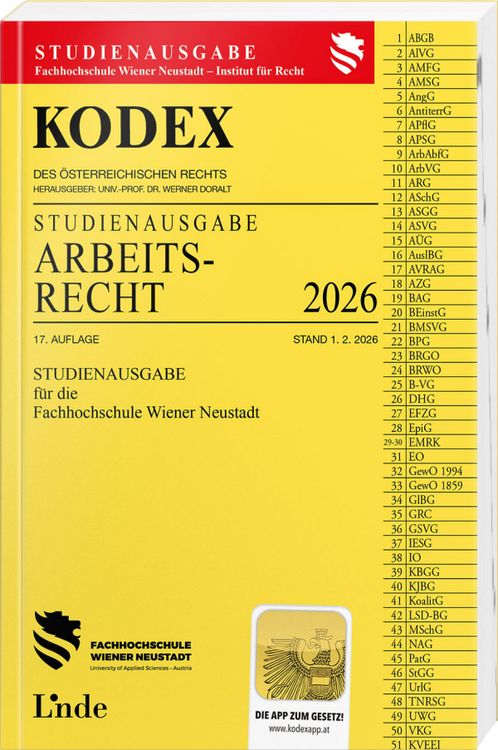 Produktbild: KODEX Studienausgabe Arbeitsrecht FH Wr. Neustadt 2026