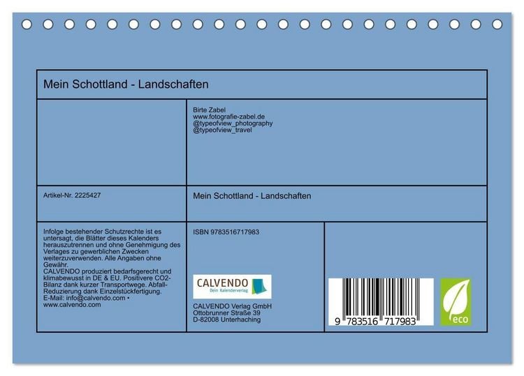 Produktbild: Mein Schottland - Landschaften (Tischkalender 2026 DIN A5 quer), CALVENDO Monatskalender