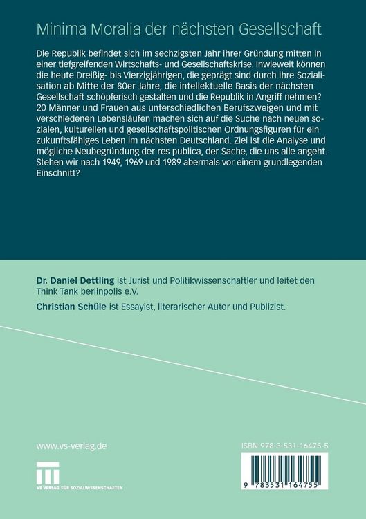 Produktbild: Minima Moralia der n&auml;chsten Gesellschaft