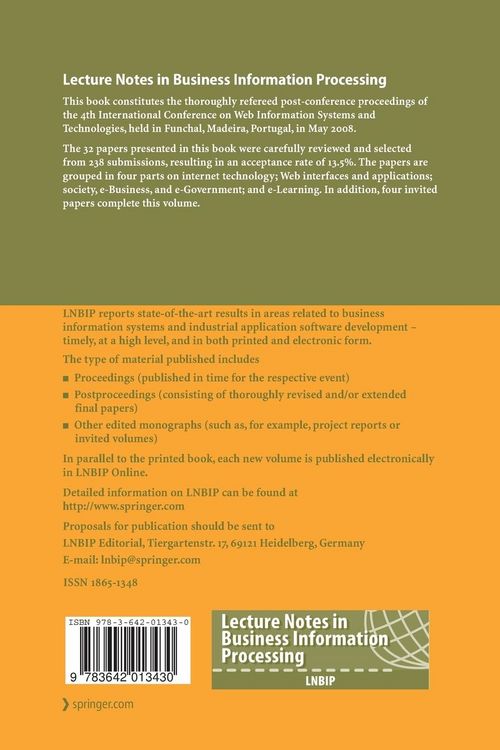 Produktbild: Web Information Systems and Technologies