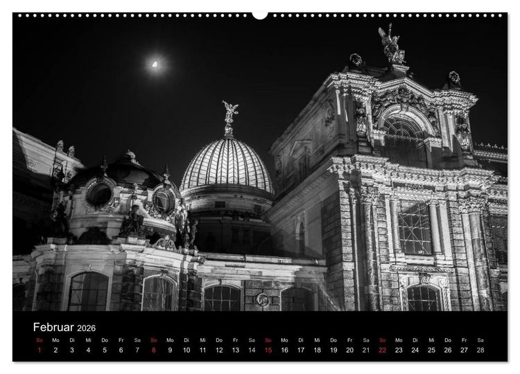 Produktbild: Dresden - Elbflorenz bei Nacht (hochwertiger Premium Wandkalender 2026 DIN A2 quer), Kunstdruck in Hochglanz