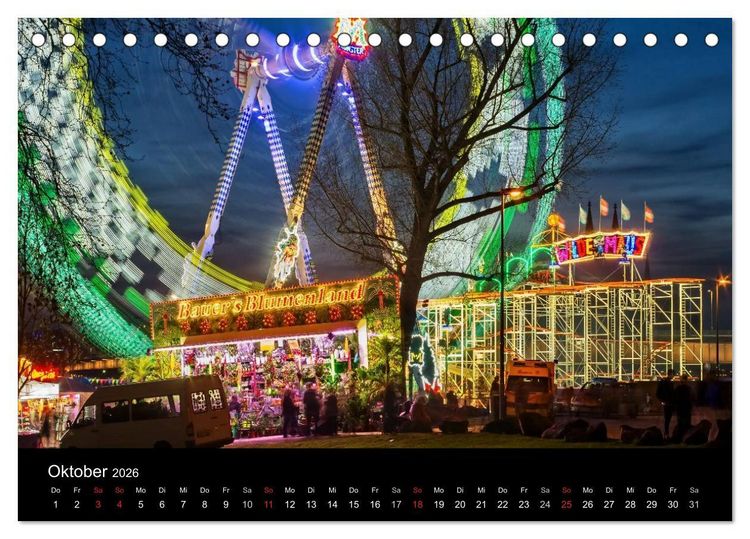 Produktbild: K&ouml;ln bei Nacht - dunkelbunte Stadt (Tischkalender 2026 DIN A5 quer), CALVENDO Monatskalender