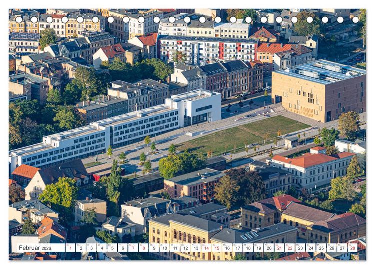 Produktbild: Halle an der Saale von oben (Tischkalender 2026 DIN A5 quer), CALVENDO Monatskalender
