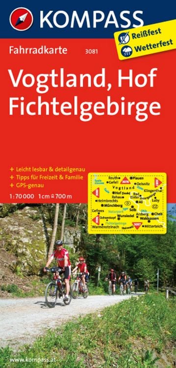 Produktbild: KOMPASS Fahrradkarte 3081 Vogtland - Hof - Fichtelgebirge 1:70.000