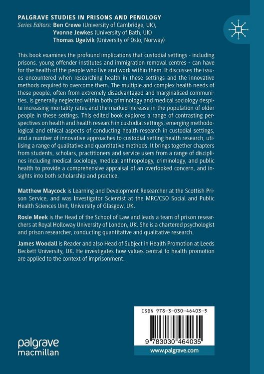 Produktbild: Issues and Innovations in Prison Health Research