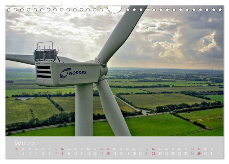 Produktbild: Windkraftanlagen aus der Luft fotografiert (Wandkalender 2026 DIN A4 quer), CALVENDO Monatskalender
