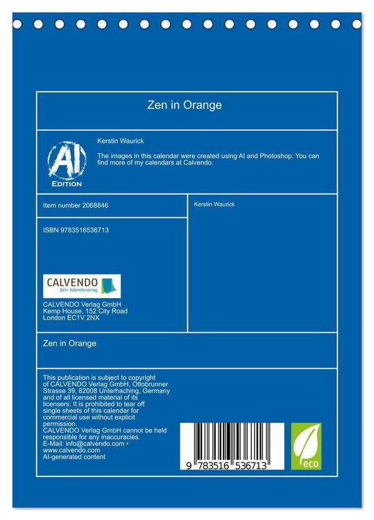 Produktbild: Zen in Orange (Desk Calendar 2026 DIN A5 portrait), CALVENDO 12 Month DeskCalendar