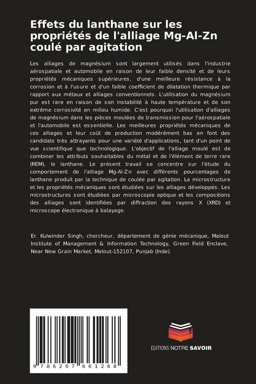 Produktbild: Effets du lanthane sur les propri&eacute;t&eacute;s de l'alliage Mg-Al-Zn coul&eacute; par agitation