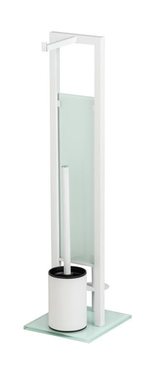 Produktbild: Stand WC-Garnitur Mod. Rivalta Wei&szlig;, integrierter Toilettenpapierhalter und WC-B&uuml;rstenhalter