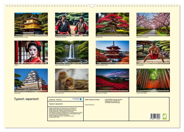 Produktbild: Typisch Japanisch (Wandkalender 2026 DIN A2 quer), CALVENDO Monatskalender