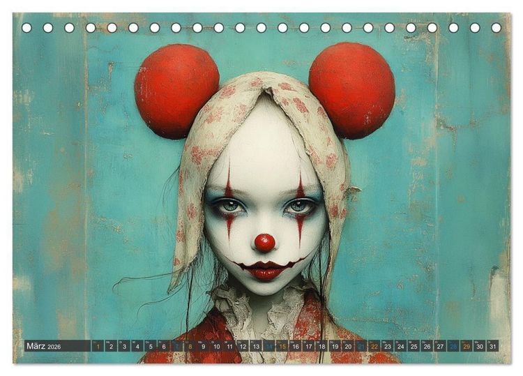 Produktbild: Clowniversum - Wo die Masken Geschichten erz&auml;hlen (Tischkalender 2026 DIN A5 quer), CALVENDO Monatskalender