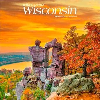 Produktbild: Wisconsin Wild & Scenic 2026 12 X 24 Inch (Hanging) Monthly Square Wall Calendar Plastic-Free