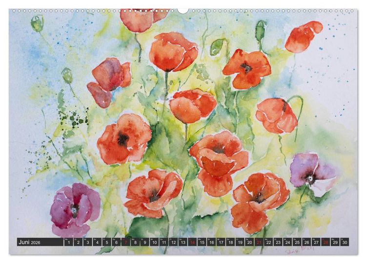 Produktbild: Blumenbilder in Aquarell (Wandkalender 2026 DIN A2 quer), CALVENDO Monatskalender
