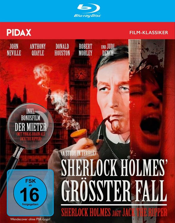 Produktbild: Sherlock Holmes&lsquo; gr&ouml;&szlig;ter Fall (Study in Terror) / Spannende Jagd auf Jack the Ripper mit absoluter Starbesetzung + Bonusfilm: DER MIETER (Pidax Film-Klassiker)