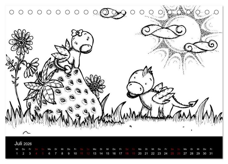 Produktbild: Bezaubernde Mini-Monster - Ein Ausmal-Kalender (Tischkalender 2026 DIN A5 quer), CALVENDO Monatskalender