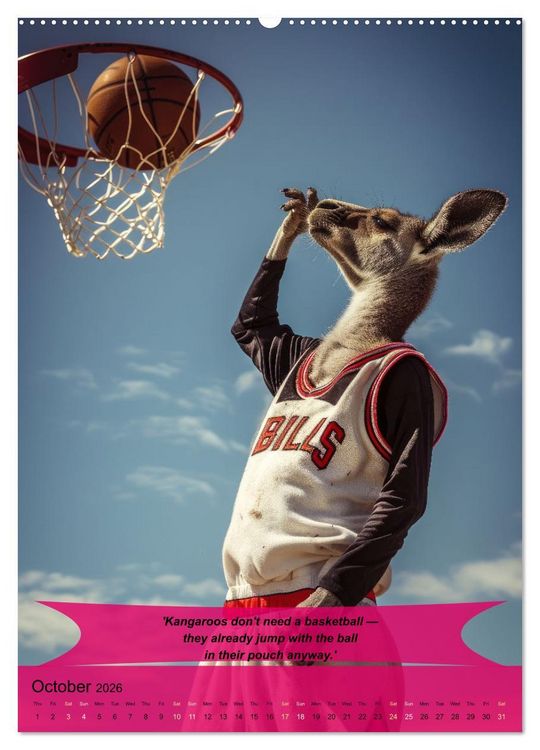 Produktbild: Basketball with funny animals (Wall Calendar 2026 DIN A2 portrait), CALVENDO 12 Month Wall Calendar