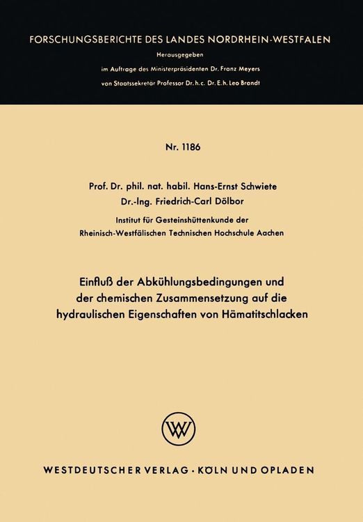 Bild vom Artikel Einfluß der Abkühlungsbedingungen und der chemischen Zusammensetzung auf die hydraulischen Eigenschaften von Hämatitschlacken vom Autor Hans-Ernst Schwiete