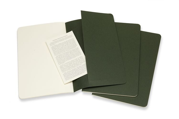 Produktbild: MOLESKINE CAHIER L/A5, 3ER SET, BLANKO, KARTONEINBAND, MYRTENGR&Uuml;N