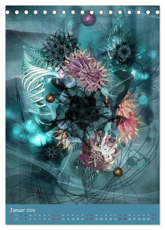 Produktbild: Florale Fraktale (Tischkalender 2026 DIN A5 hoch), CALVENDO Monatskalender