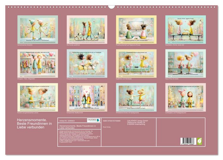 Produktbild: Herzensmomente. Beste Freundinnen in Liebe verbunden (Wandkalender 2026 DIN A2 quer), CALVENDO Monatskalender