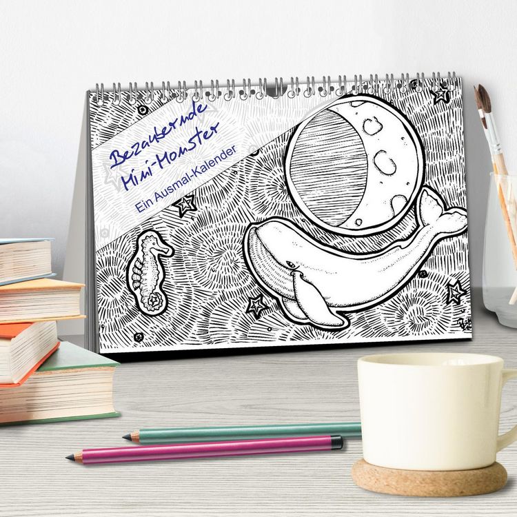 Produktbild: Bezaubernde Mini-Monster - Ein Ausmal-Kalender (Tischkalender 2026 DIN A5 quer), CALVENDO Monatskalender