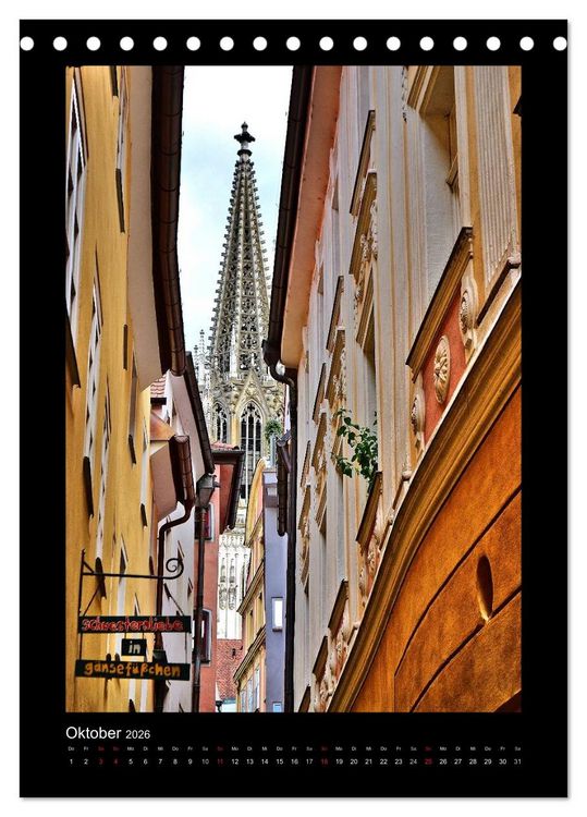 Produktbild: Gassen und T&uuml;rme in Regensburg (Tischkalender 2026 DIN A5 hoch), CALVENDO Monatskalender