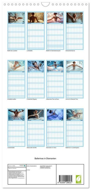 Produktbild: Familienplaner 2027 - Ballerinas in Diamanten mit 5 Spalten (Wandkalender, 21 x 45 cm) CALVENDO