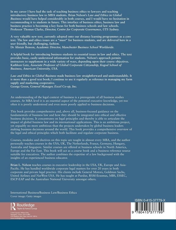 Produktbild: Law and Ethics in Global Business