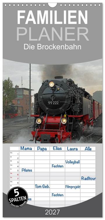 Produktbild: Familienplaner 2027 - Die Brockenbahn mit 5 Spalten (Wandkalender, 21 x 45 cm) CALVENDO