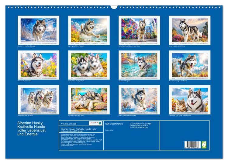 Produktbild: Siberian Husky. Kraftvolle Hunde voller Lebenslust und Energie (Wandkalender 2026 DIN A2 quer), CALVENDO Monatskalender