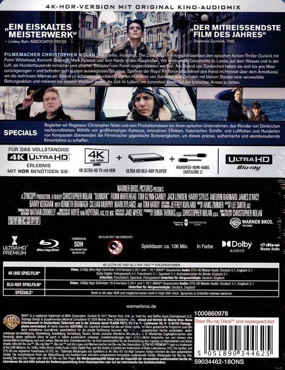 Produktbild: Dunkirk - Steelbook (4K Ultra HD) (+Blu-ray) (+ Bonus-Blu-ray)