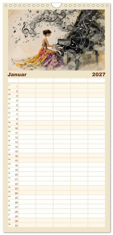 Produktbild: Familienplaner 2027 - Piano der Tr&auml;ume mit 5 Spalten (Wandkalender, 21 x 45 cm) CALVENDO