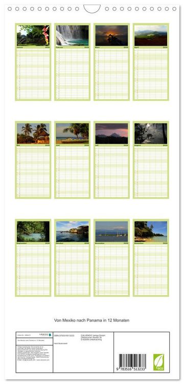 Produktbild: Familienplaner 2026 - Von Mexiko nach Panama in 12 Monaten mit 5 Spalten (Wandkalender, 21 x 45 cm) CALVENDO